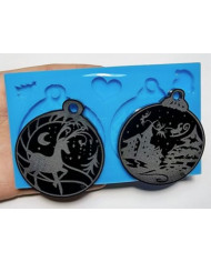 Moule en silicone 2 faces boules de Noël