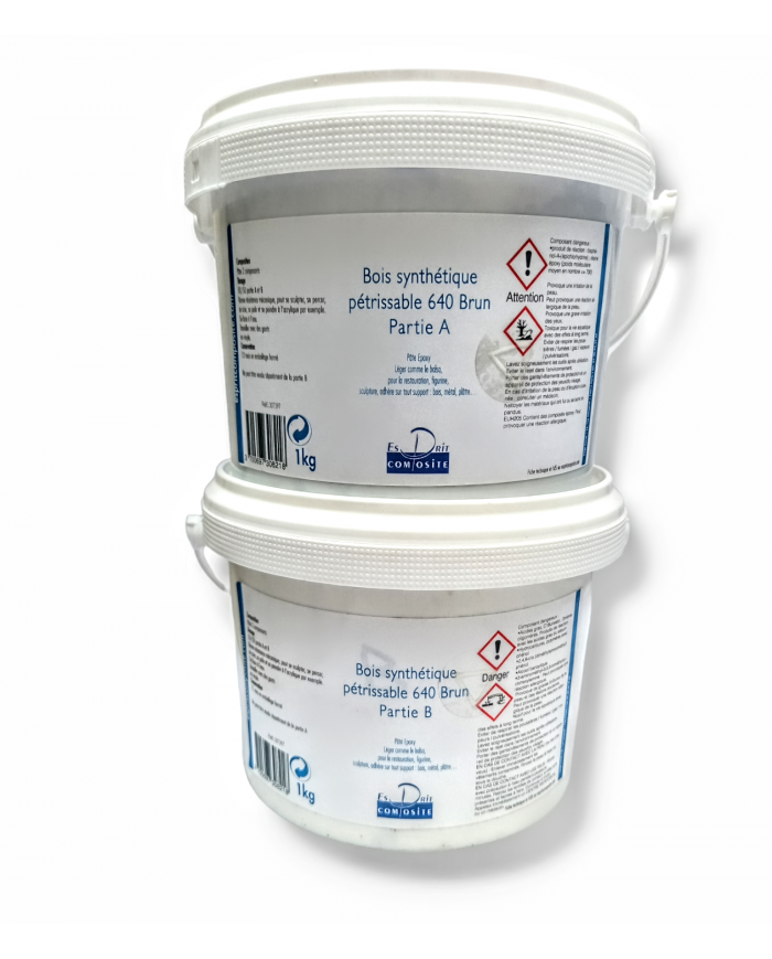Pâte epoxy light (bois pétrissable BRUN 640 A + B -) 2x1kg